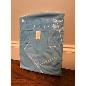 Deadstock 1960s Sears Baby Blue White Silky Nylon Short Sleeve Pajama PJs Set L